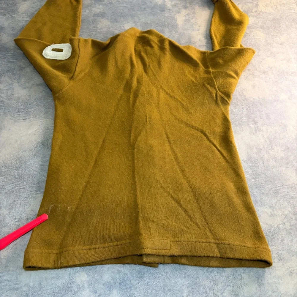Sand-Knit Varsity Cardigan Sweater Mens 38 (M) Mustard Yellow True‎ Vintage